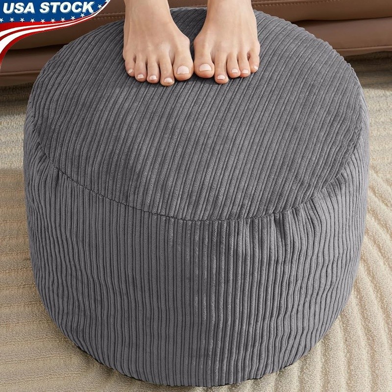 Comfortable Round Pouf Ottoman Footstool Non-Slip Foam Furniture Living Room New