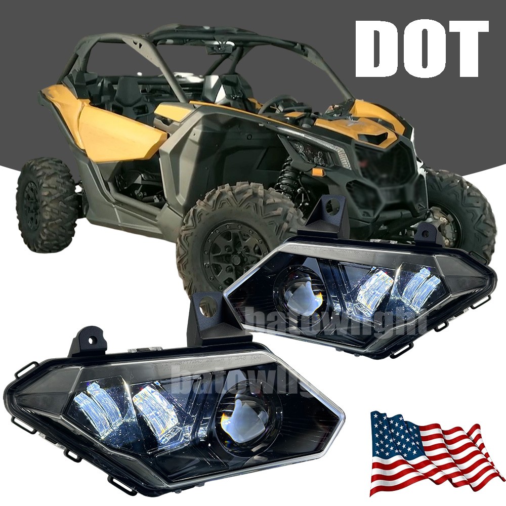 For 2017-2023 Can Am Maverick X3 LED Headlights High Low Beam Left & Right DOT