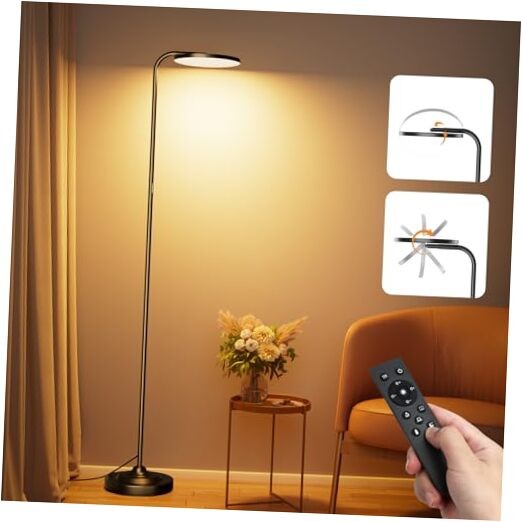 36W LED Floor Lamp, Super Bright Standing Lamp, Modern Stepless Black(CCT)