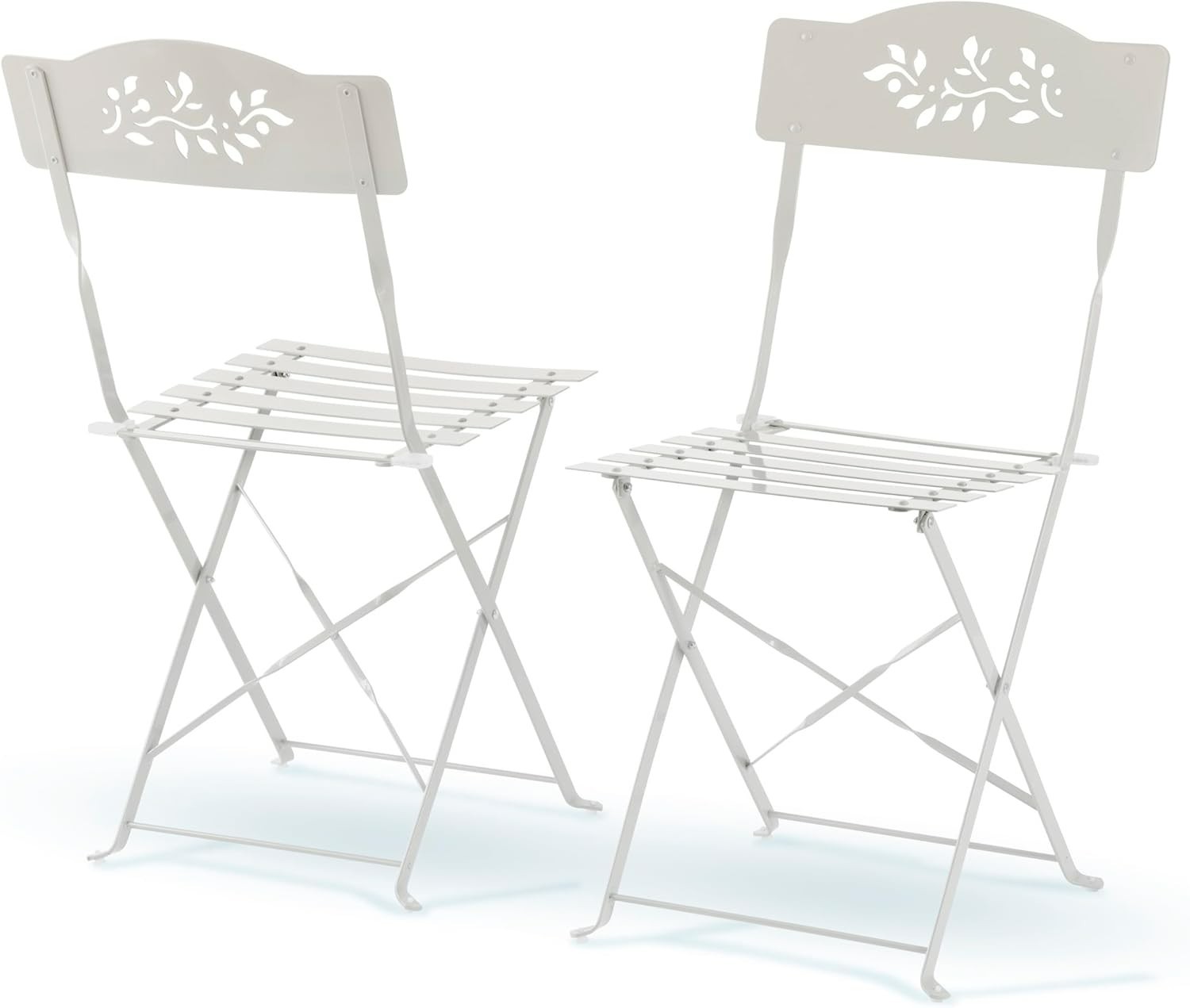Compact White Bistro Set - 3-Piece Folding Table & Chairs for Stylish Spaces