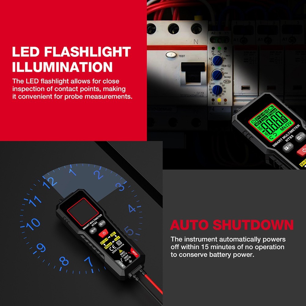 Smart Multimeter For DIY Projects Auto Shutdown Back Light Bandwidth 40~1KHz