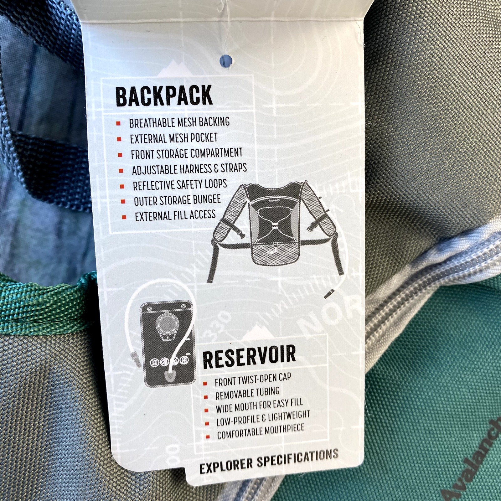 NWT Avalanche Explorer Hydration Backpack Bag Green 34oz Light Weight Hiking