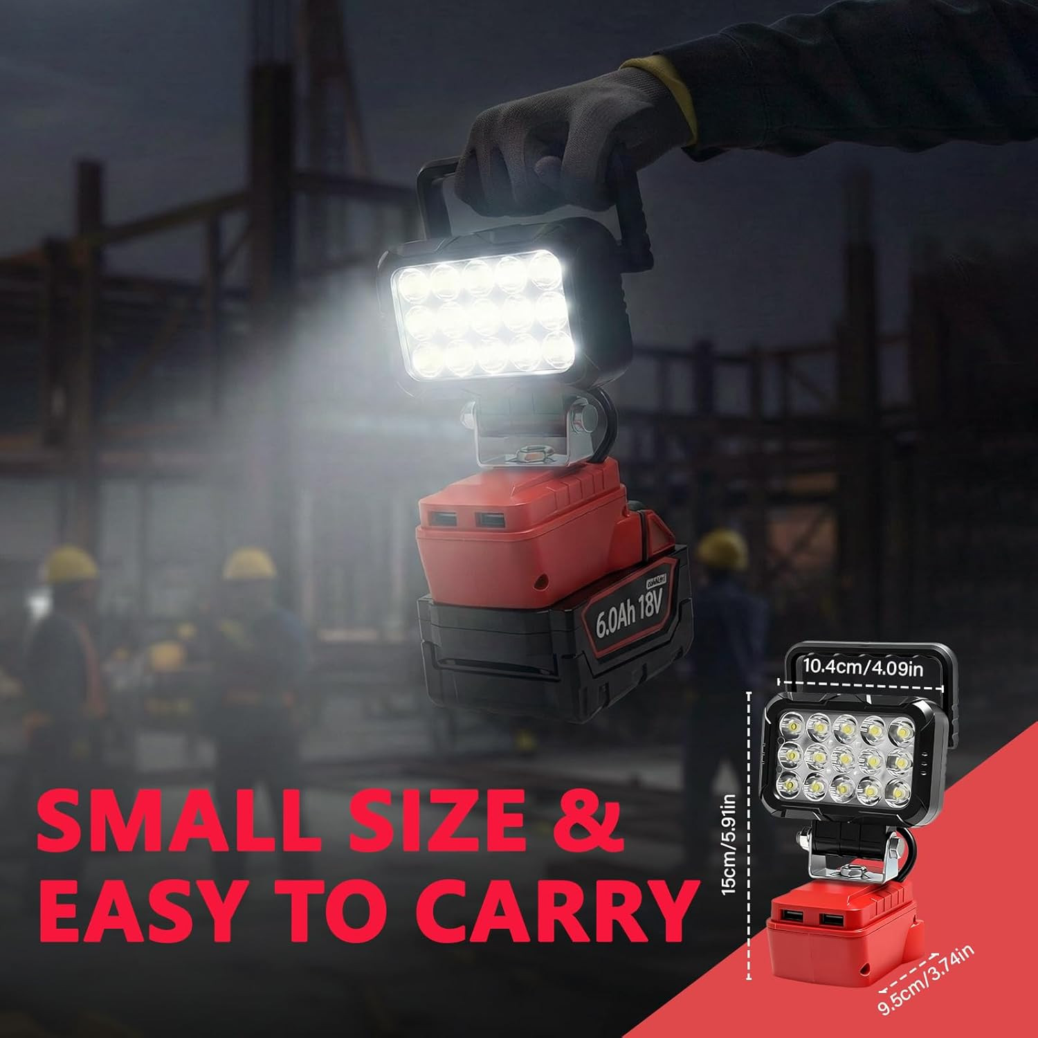2 Pcs LED Work Light Compatible with Milwaukee 18V Battery, Cordless Flood Light
