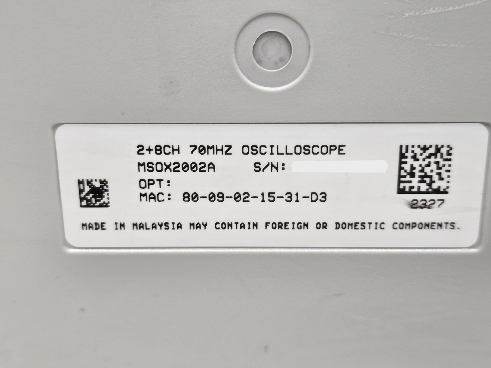 Keysight MSOX2002A Mixed Signal Oscilloscope 2 Analog 8 Digital 2 GSa/s 70MHz