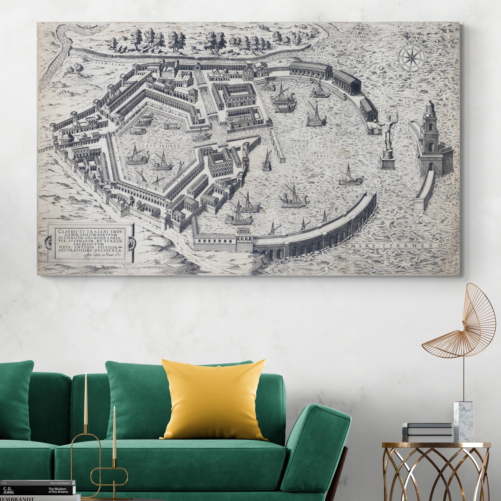 1575 Antonio Lafreri Map of Ostia Antica – Roman Port Ruins & Harbors Print