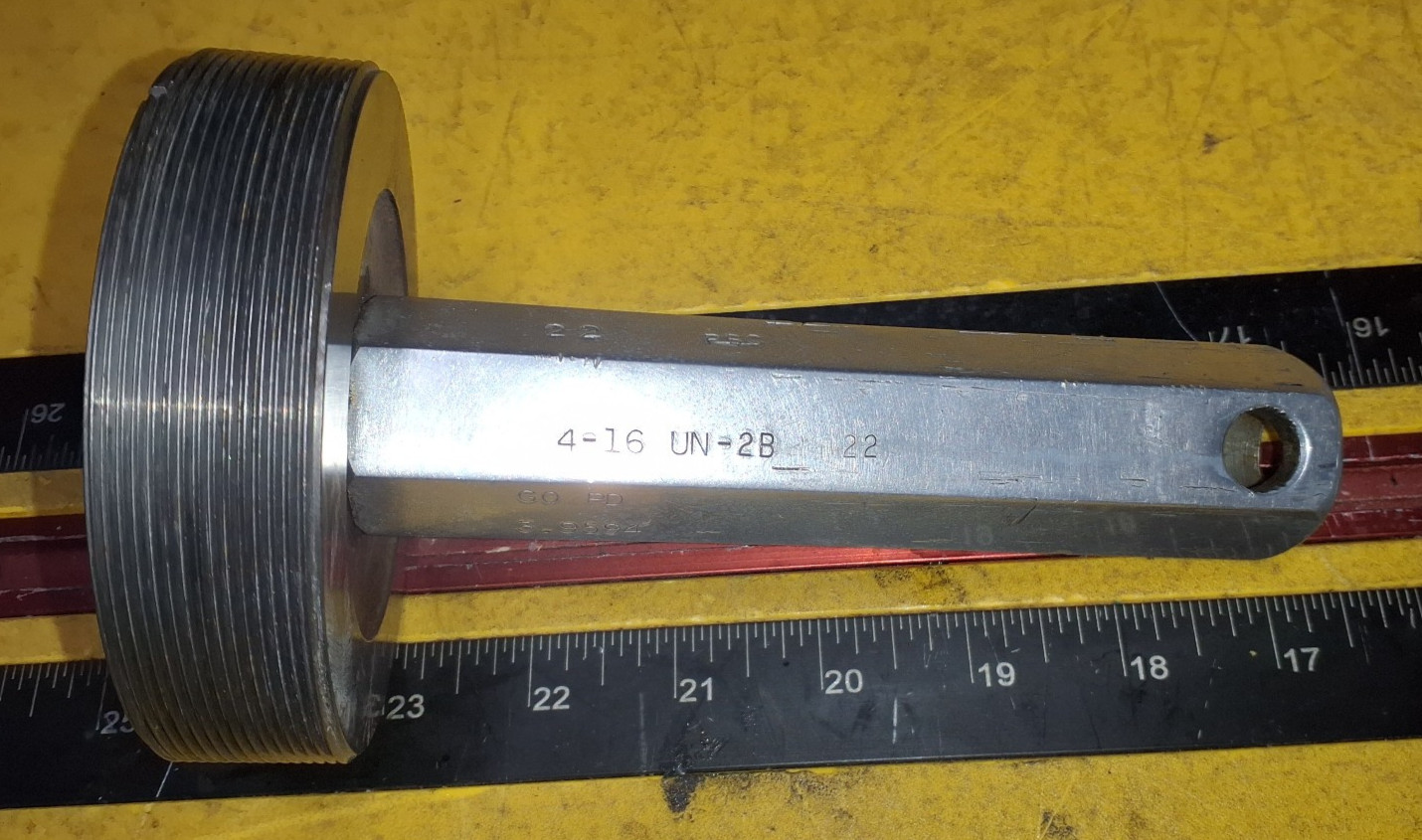 4" 16 UN 2B  THREAD PLUG GAGE 4.0 4.00 GO ONLY P.D. = 3.9594