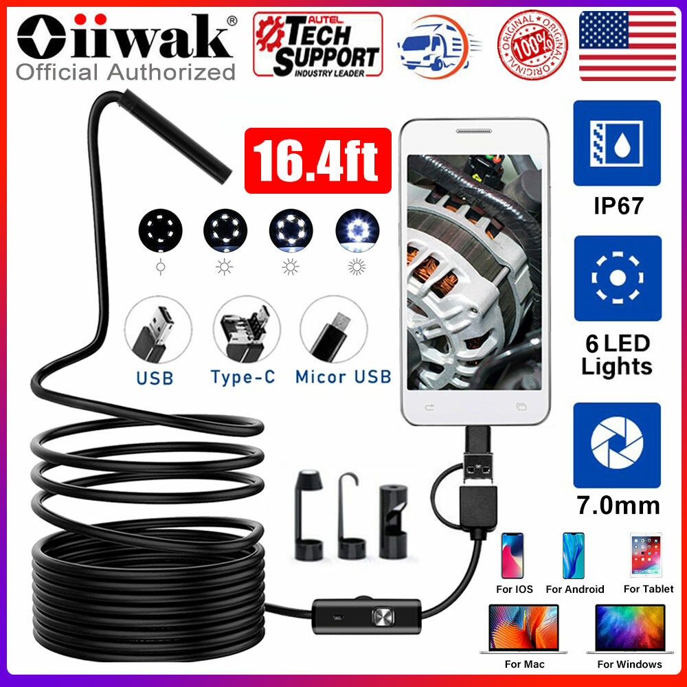 3in1 7mm USB 6 LED Endoscope 5M HD Cams Inspection Camera For Android/Laptop/PC