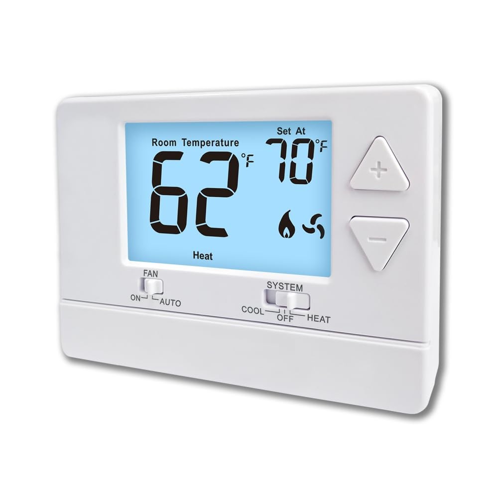 Thermostat NonProgrammable Digital 1 Heat/1 Cool Single-Stage Systems White