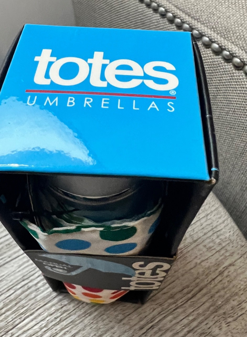 Totes Manual Open Umbrella Medium Coverage Polka Dot Designs