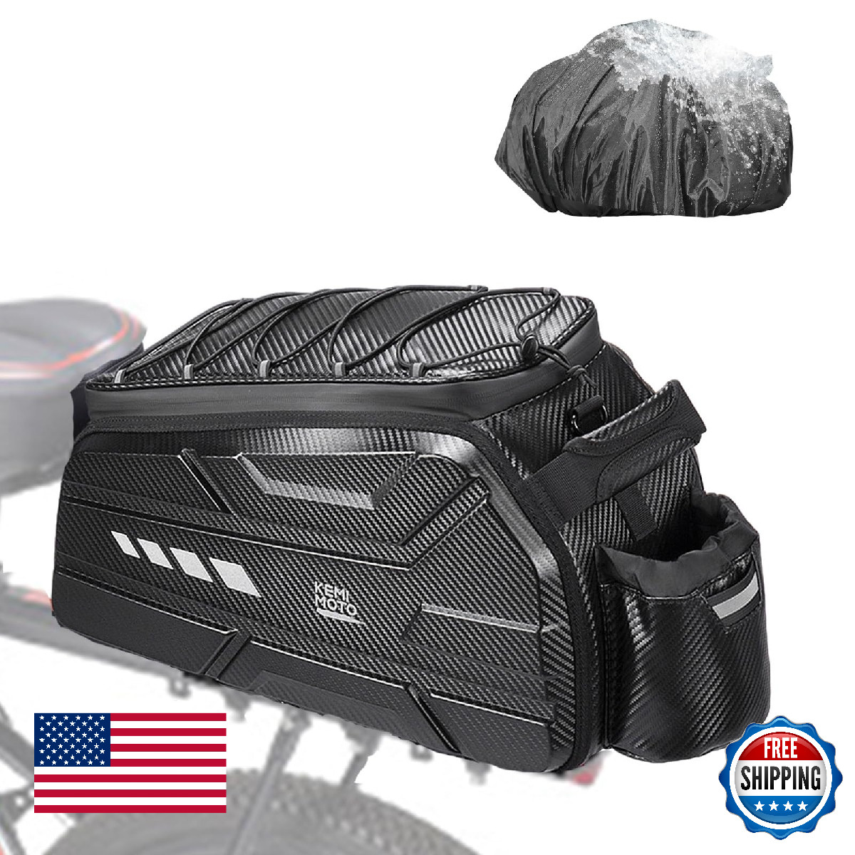 KEMIMOTO Bike Rear Bag EVA Hard Shell, 11L/20L/40L Upgraded Ebike Rear Rack Bag