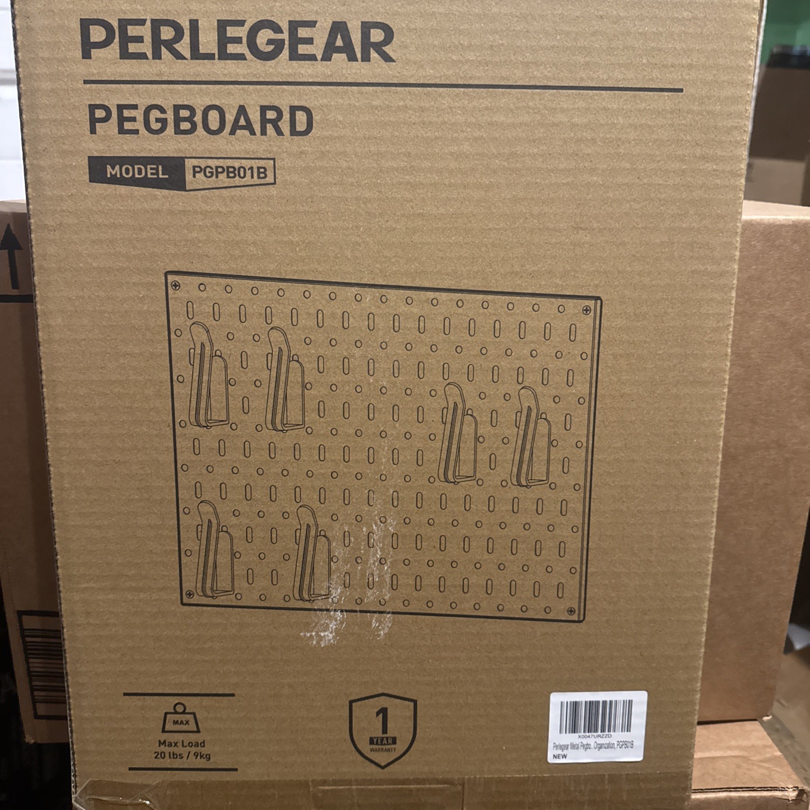 Perlegear Metal Pegboard, 20 lbs Max Load, Wall Organizer with 6 Hooks & 5 Hook
