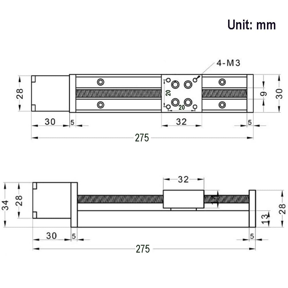 1PCS Mini Linear Rail Guide Slide Actuator T6x1 Lead Screw with NEMA11 Steppe...