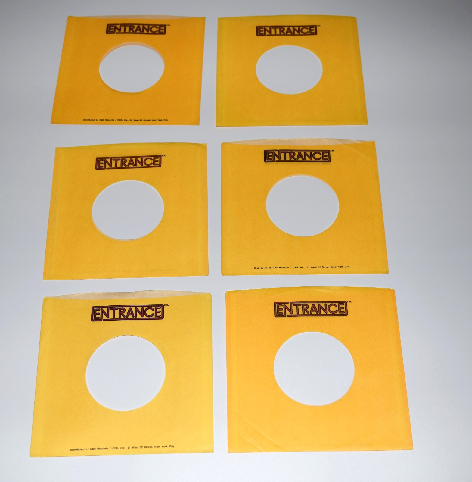 ENTRANCE ( CBS Records)  : Six 45 RPM Company Record Sleeves  !!