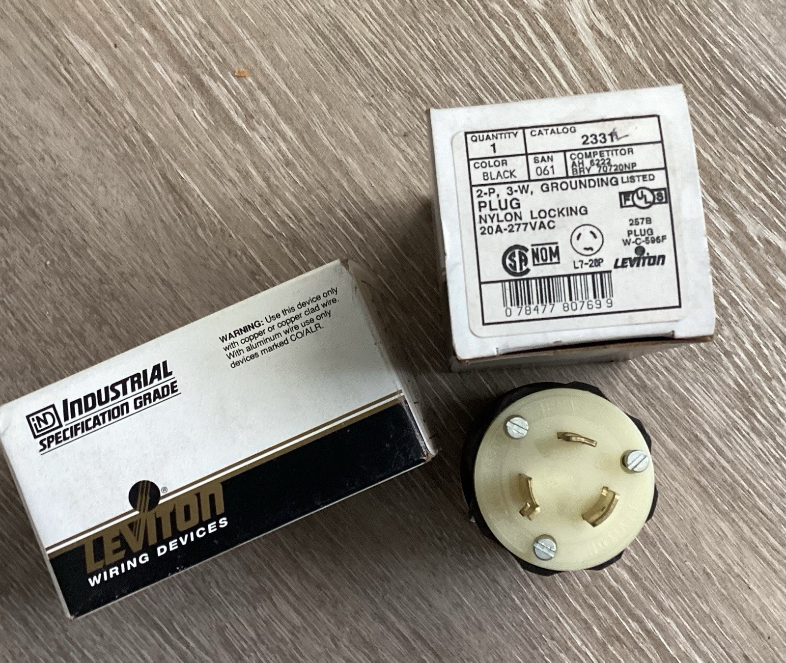 Leviton 2331 Plug 2-P 3-W Grounding 20A-277VAC New Open Box Lot of 2