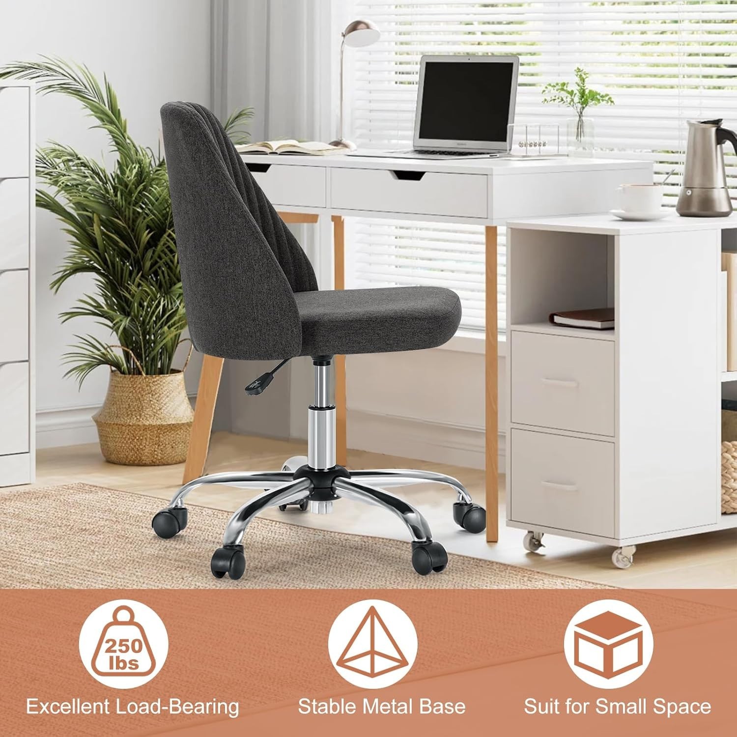 Office Chair, Comfy Desk Chair Rolling Vanity Swivel Task Chairs with Wheels,...