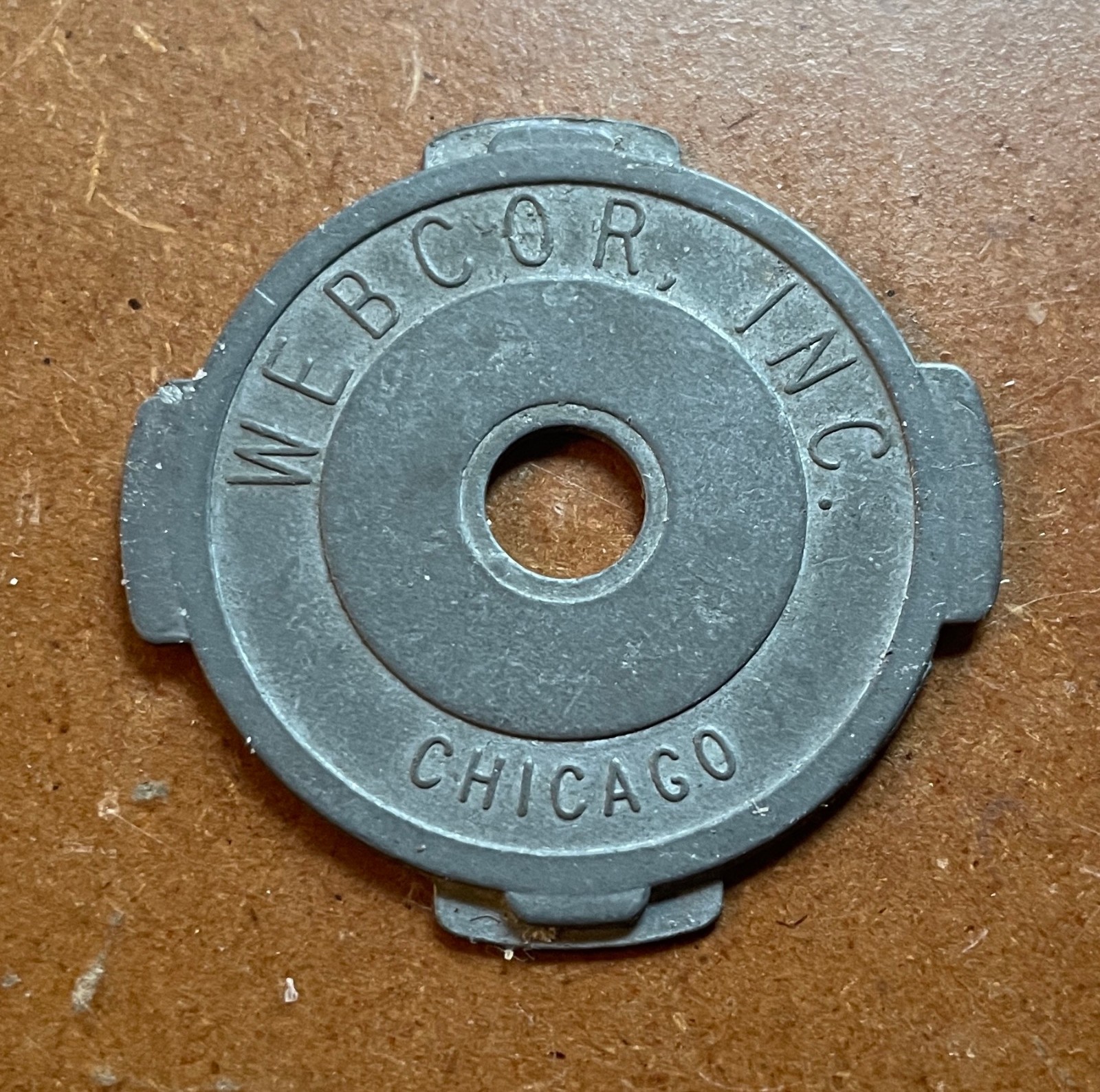 VINTAGE WEBCOR INC 45 AUDIO RECORD METAL ADAPTER PAT NO. 2,585,622 CHICAGO RARE