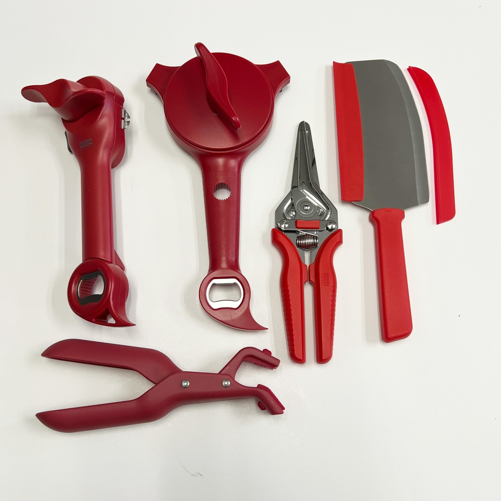 Kuhn Rikon Set Jar Opener, Can Opener, Shears, Gripper & Knife RED