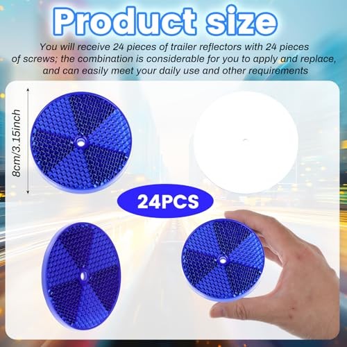 24 Pack Front Round Reflector for Driveway Fence Posts Trailers Safety