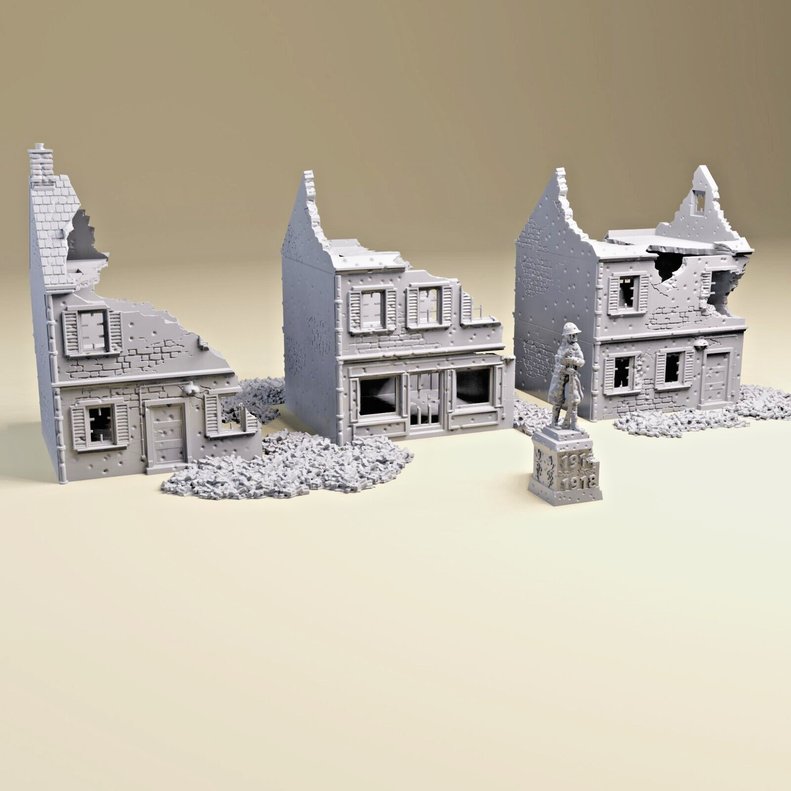 Normandy WWII Destroyed Town Bundle | 28mm, 20mm HO or 15mm Scale | WW2 Terrain