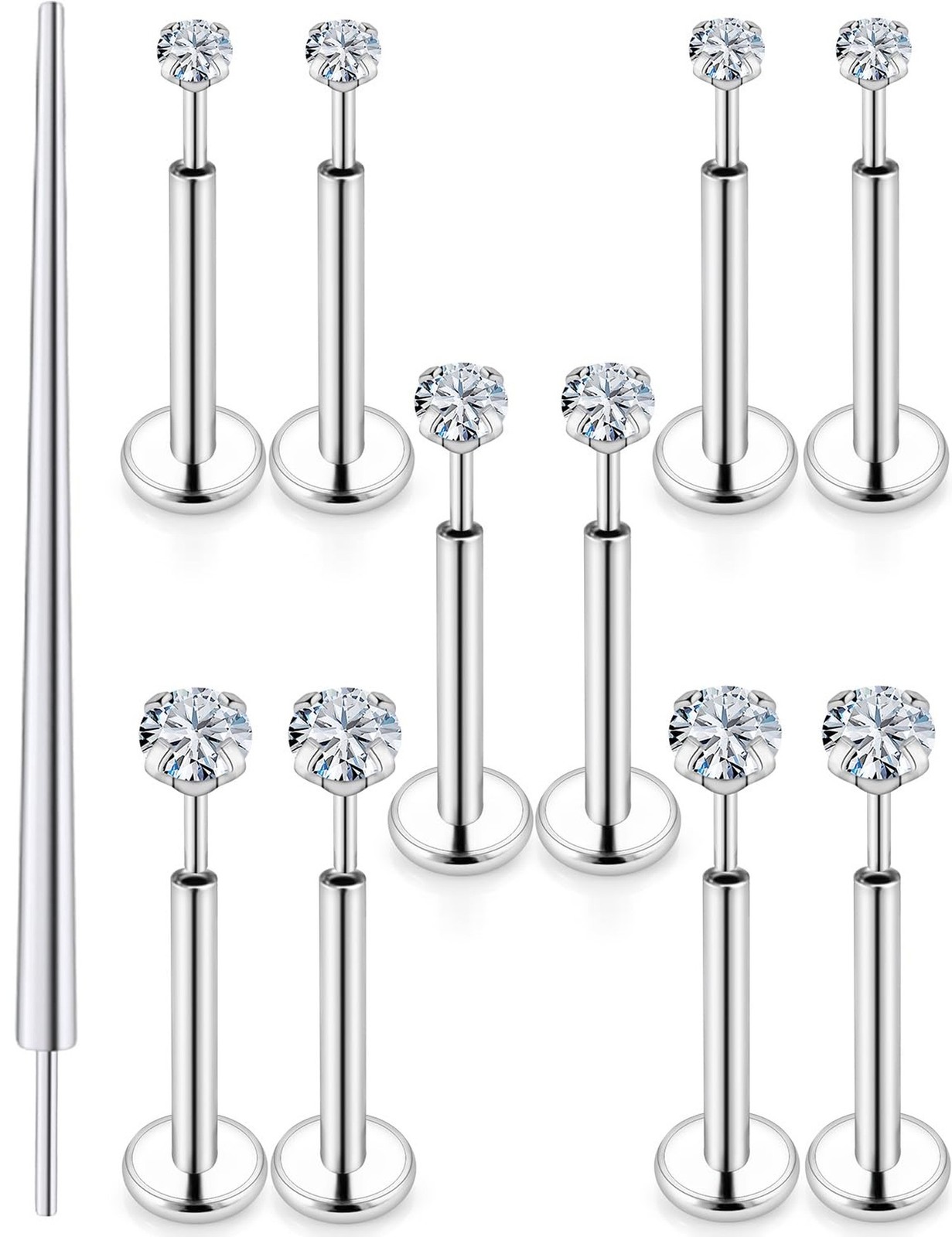 20G 18G 16G Nose Rings Studs 316L Surgical Steel Flat Back Threadless Push in...