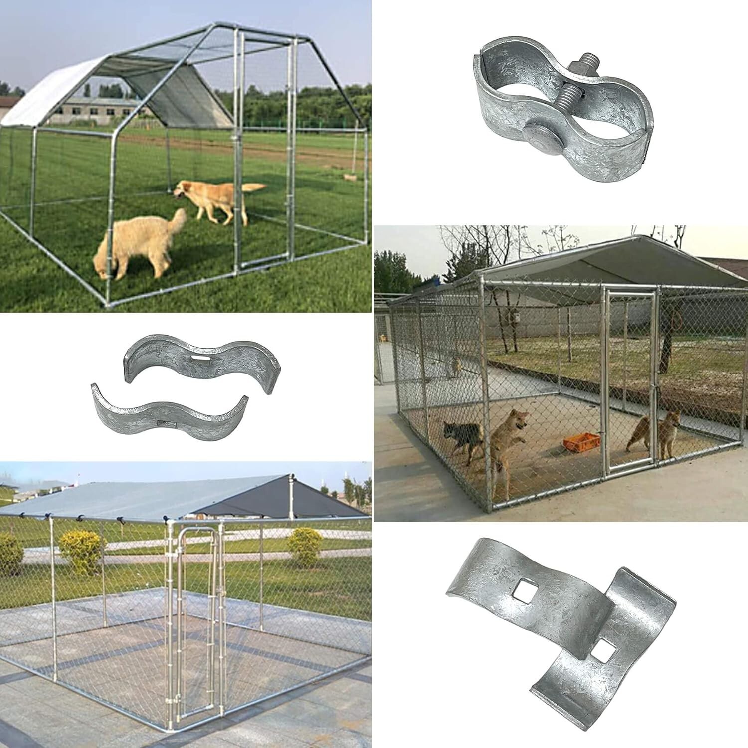 8 Set 1-5/8" Galvanized Steel Saddle & Kennel Clamps for Pipe Panel Frames