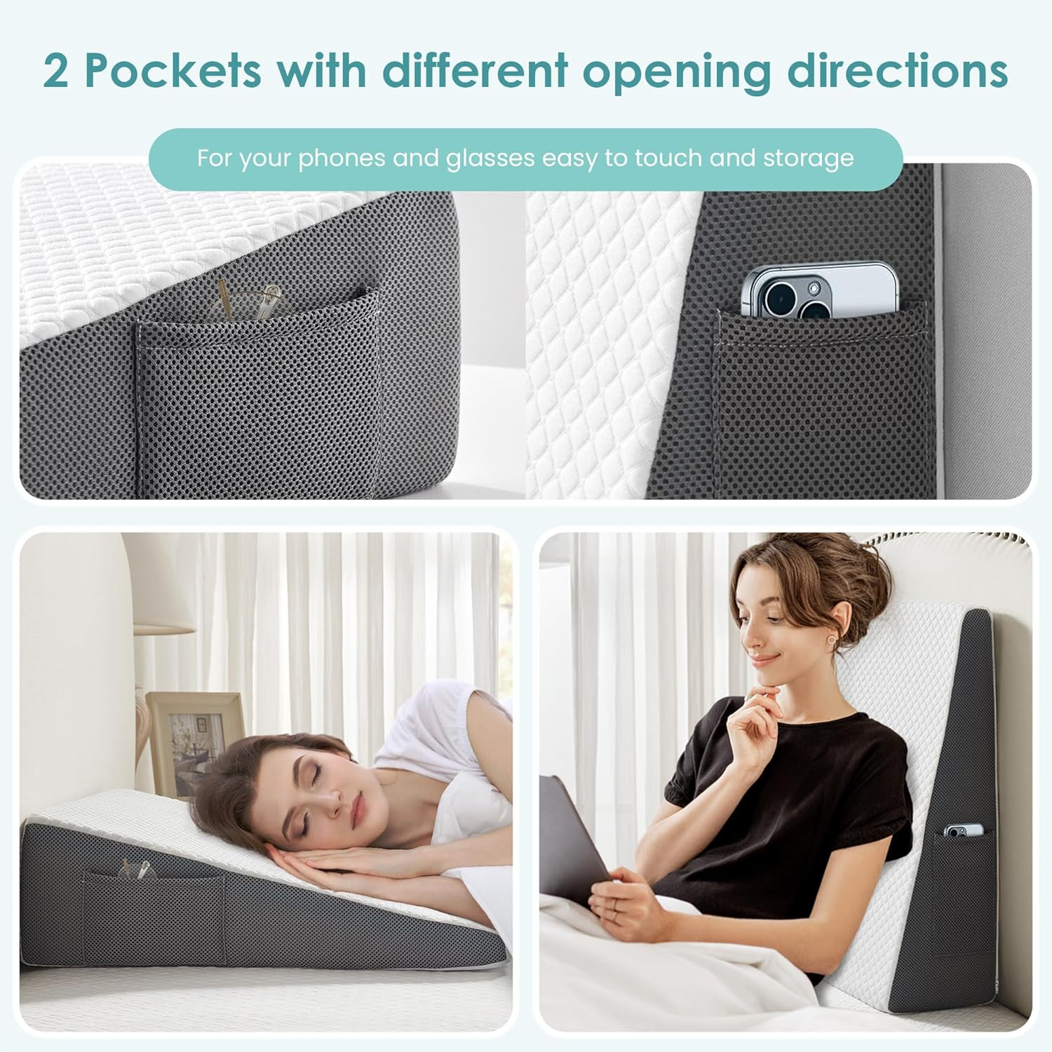 7.5" Bed Wedge Pillow for Sleeping after Surgery, Back Support, Leg Elevation, G