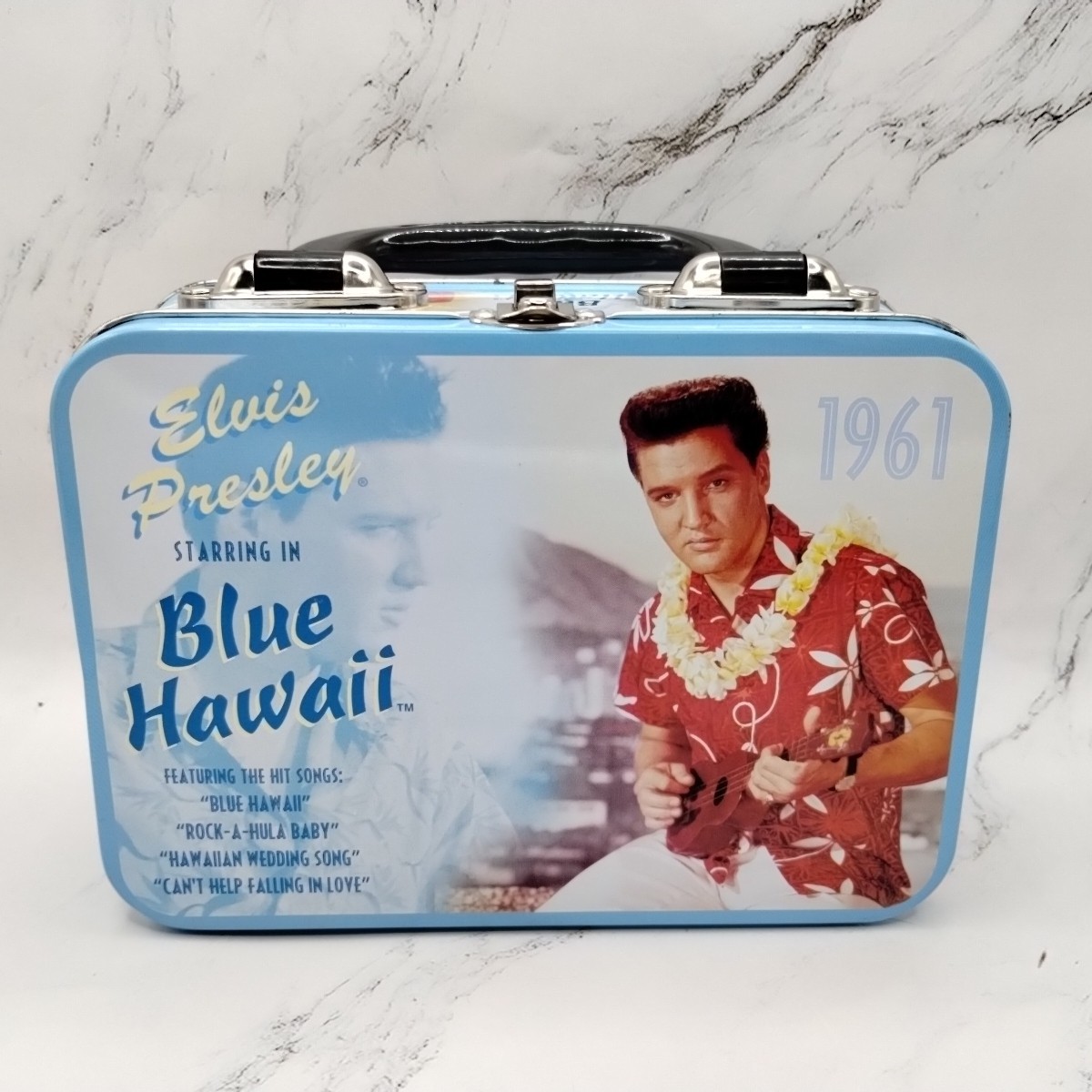 Vintage Vandor Elvis Presley Collectible Tin Tote Lunchbox Blue Hawaii G I Blues