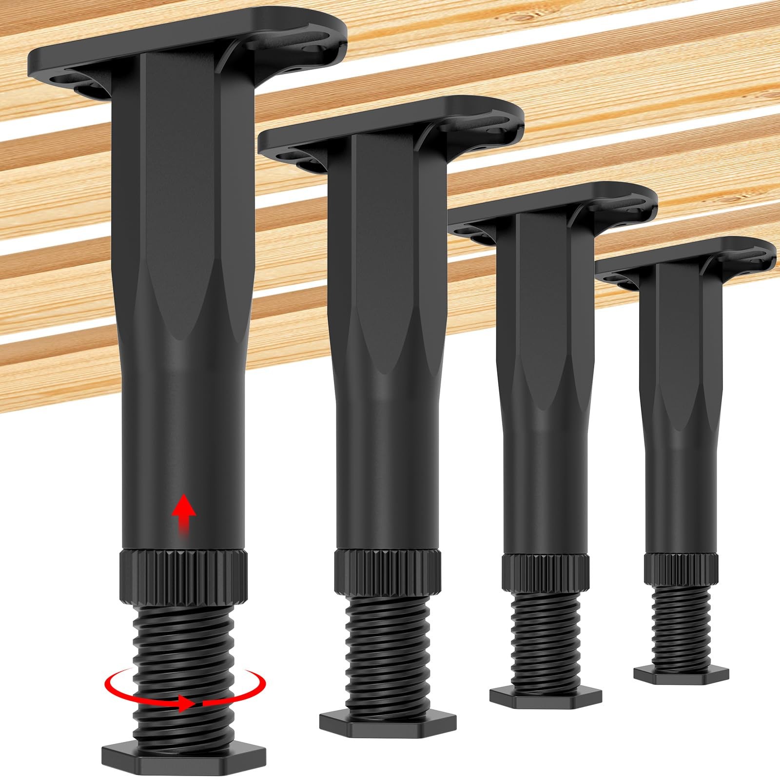 Adjustable Bed Frame Support Legs 8.3"-14.5" Height - 30% Wider Base