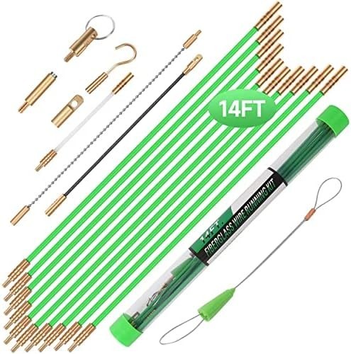 14FT Fiberglass Running Electrical Wire Cable Glow Rods Wire Pulling, Fish Ro...