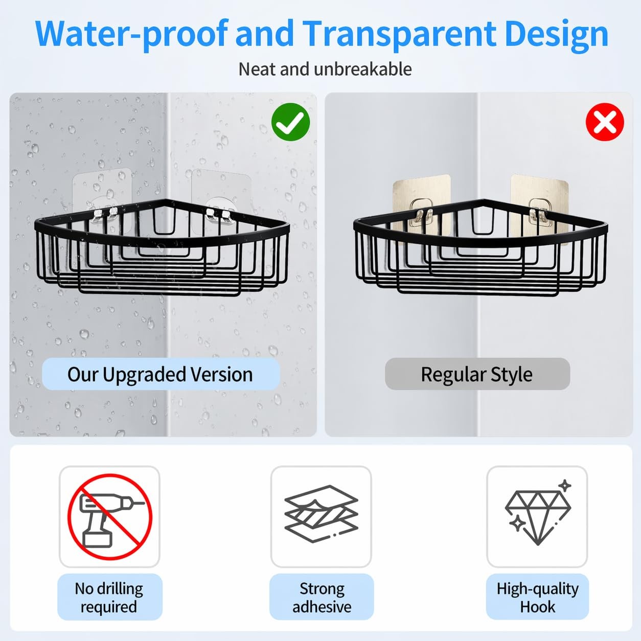 IOMDRWU Elegant Shower Caddy Adhesive Replacement, 6 PCS universal, Clear