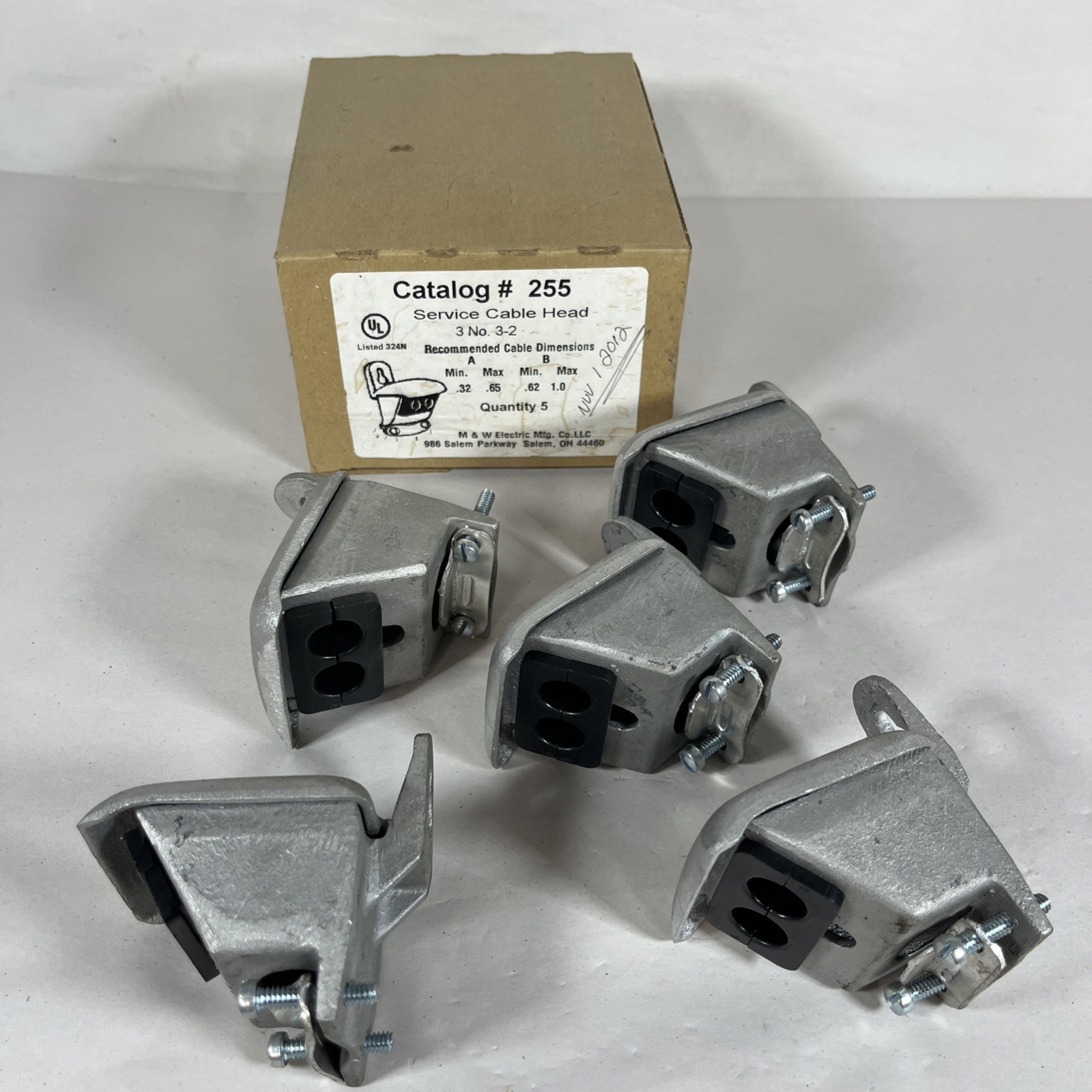 Case of 5 - M&W # 255 3 No. 3-2 Die Cast Aluminum Service Entrance Cable Head