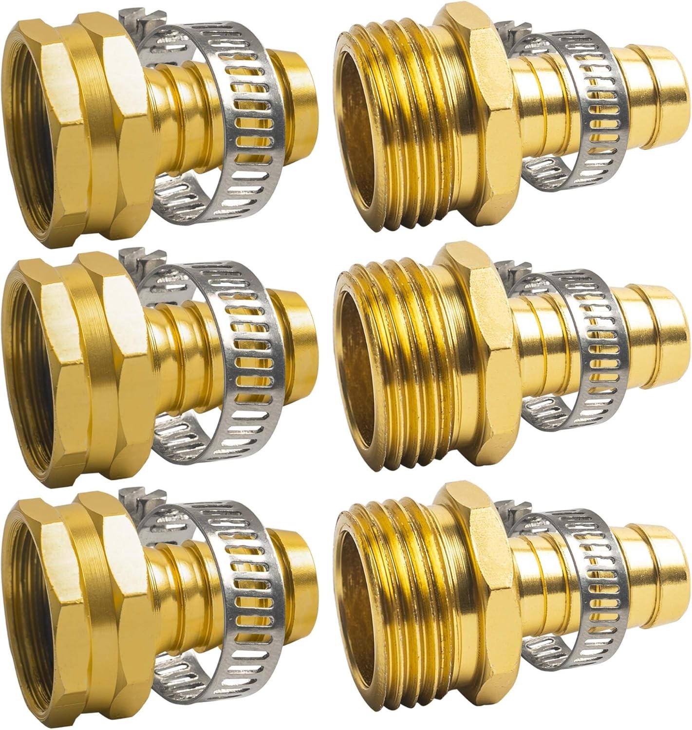 Hourleey Garden Hose Repair 1/2 Inch, Aluminum Mender Connector Gold