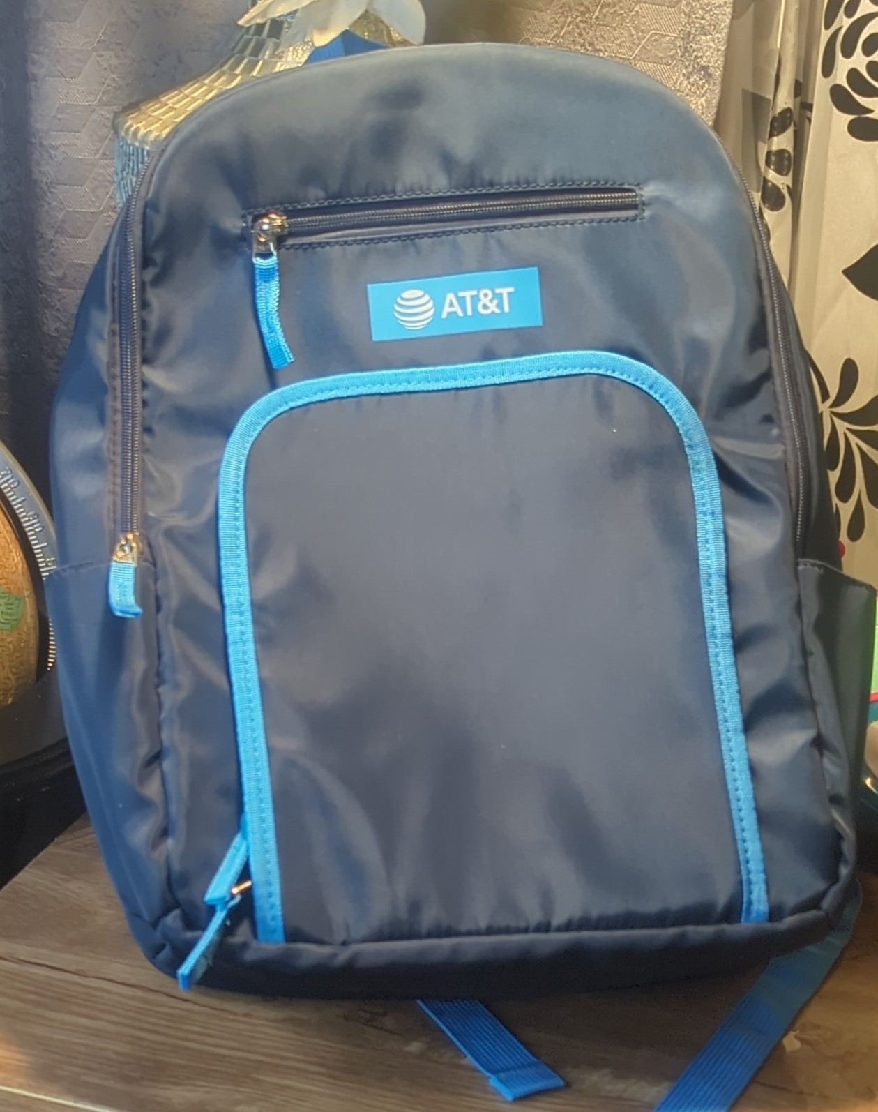 AT&T Hiking Backpack 4 Pockets Laptop Compartment Blue Polyester