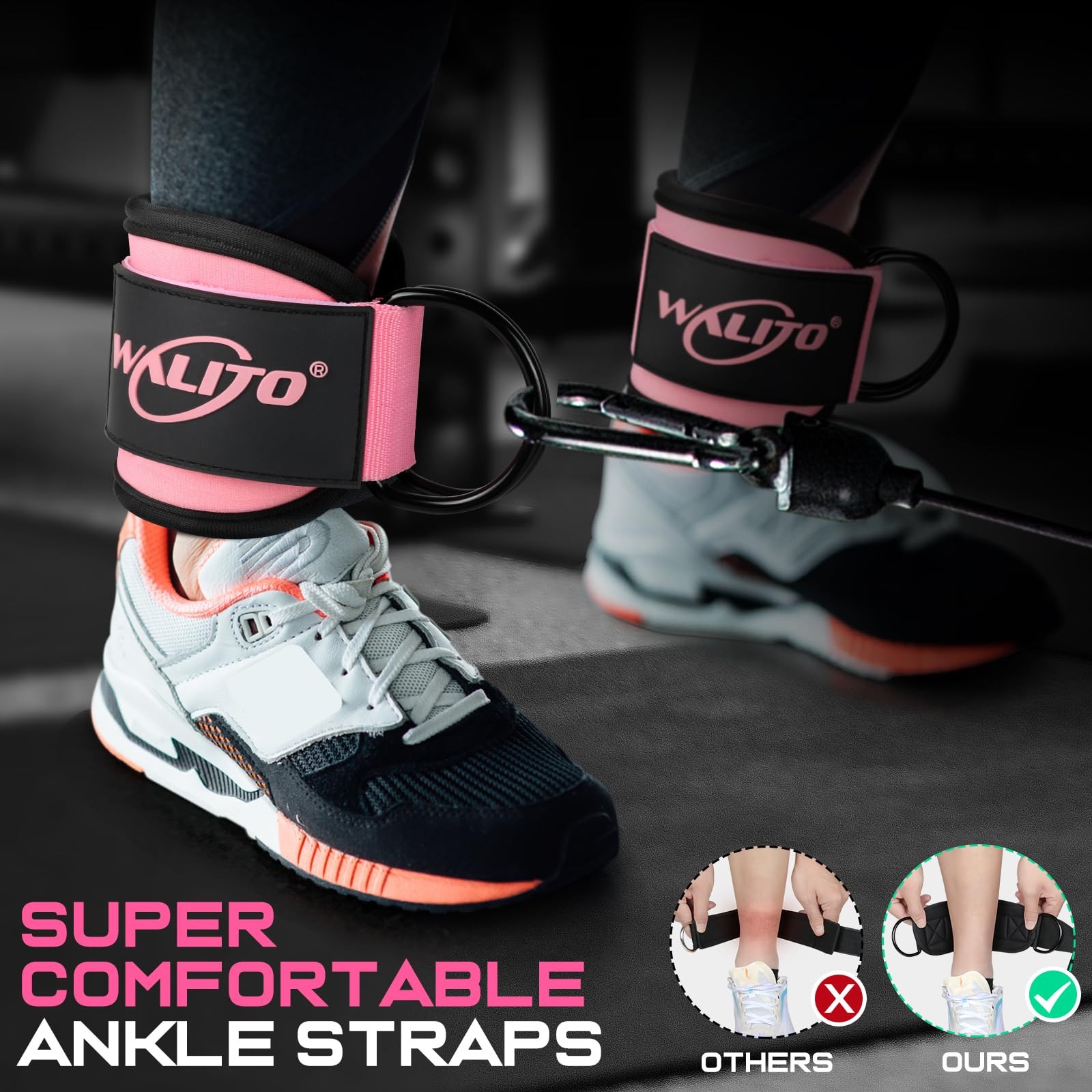 Ankle Straps for Cable Machines Adjustable Cuffs for Glute Kickbacks & Leg