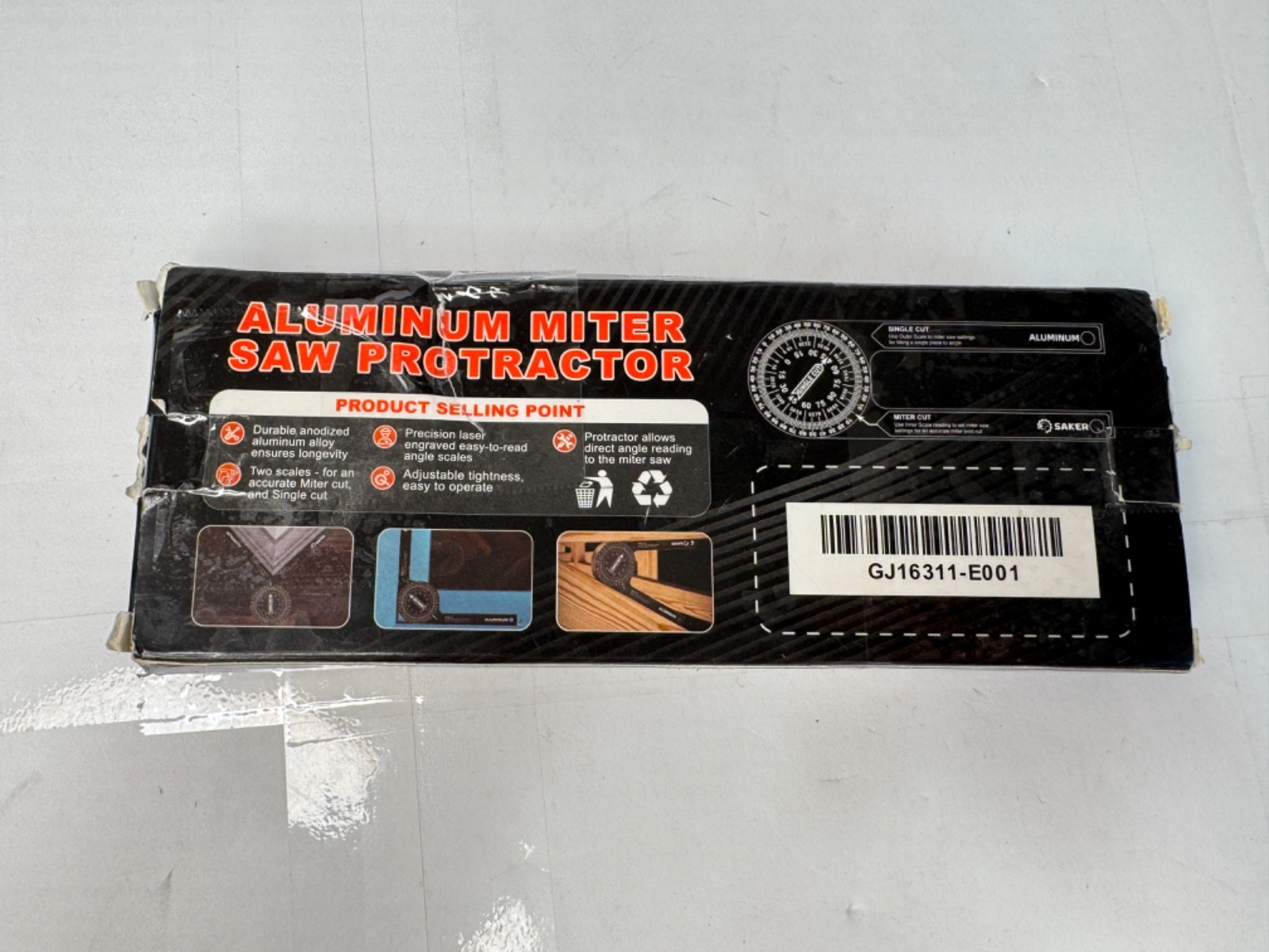 SAKER GJ16311-E001 ALUMINUM MITER SAW PROTRACTOR ORANGE
