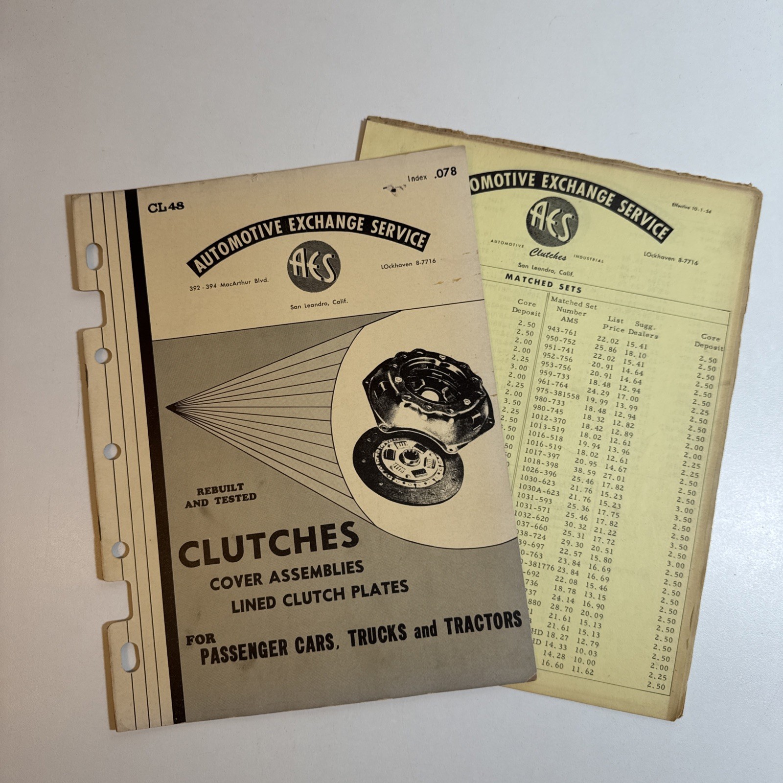 AES Clutches Catalog & Price list 1954