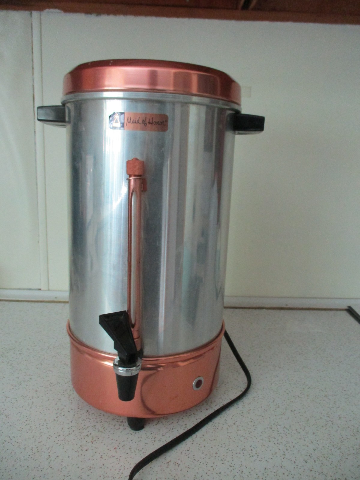 Vtg Maid of honor 30 Cup Electric Percolator Coffee Pot Copper Works