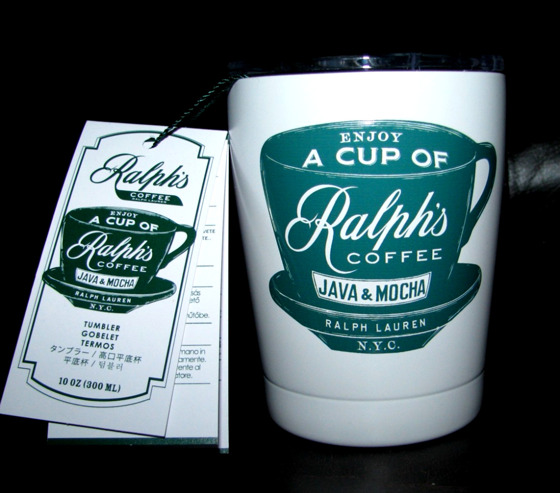 RALPH'S COFFEE To Go Stainless Tumbler by RALPH LAUREN w/ Lid  10 oz  (polo)