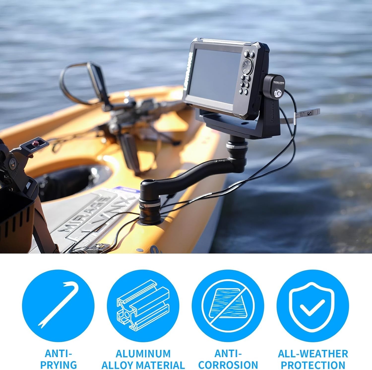 Fish Finder Lock,2 Pack Rectangle Aluminum Fishing Graph Lock for Securing Fi..