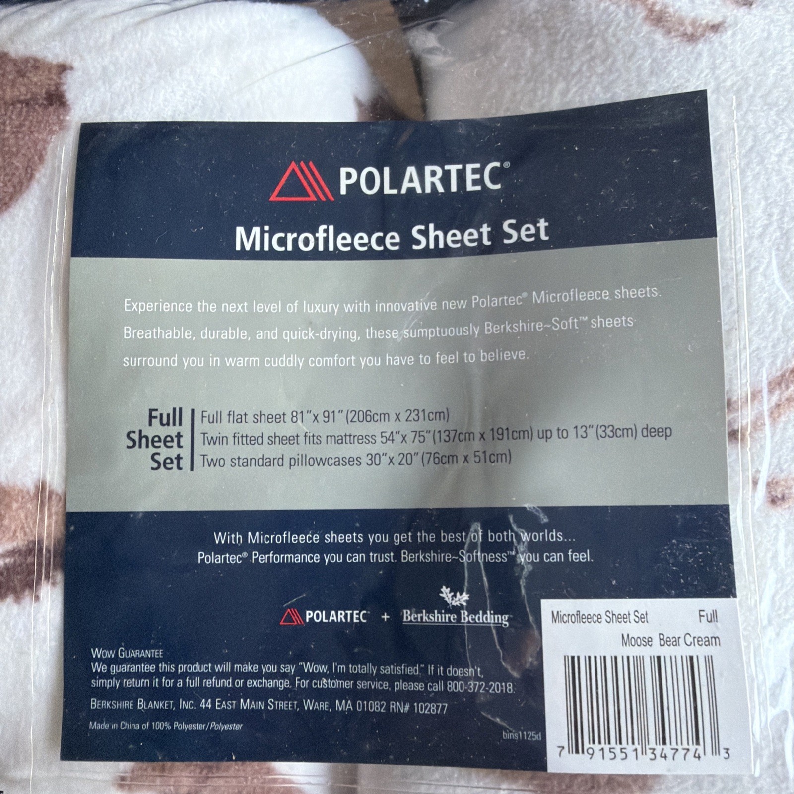 Berkshire Polarfleece Sheets Set Ultra Warmth FULL SIZE - Moose Bear