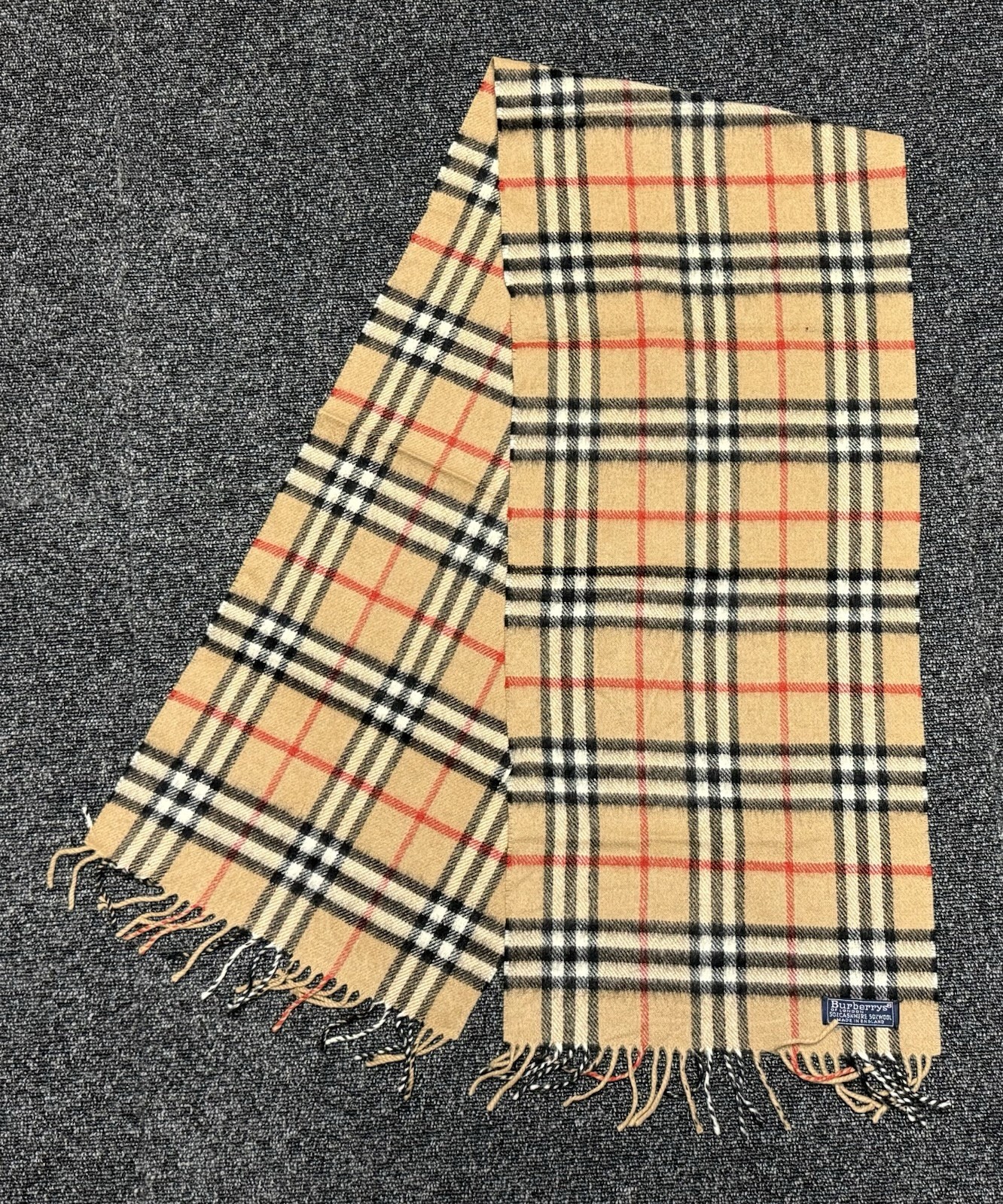 Burberry London Made in England 50% Cashmere 50% Wool Tan Novacheck