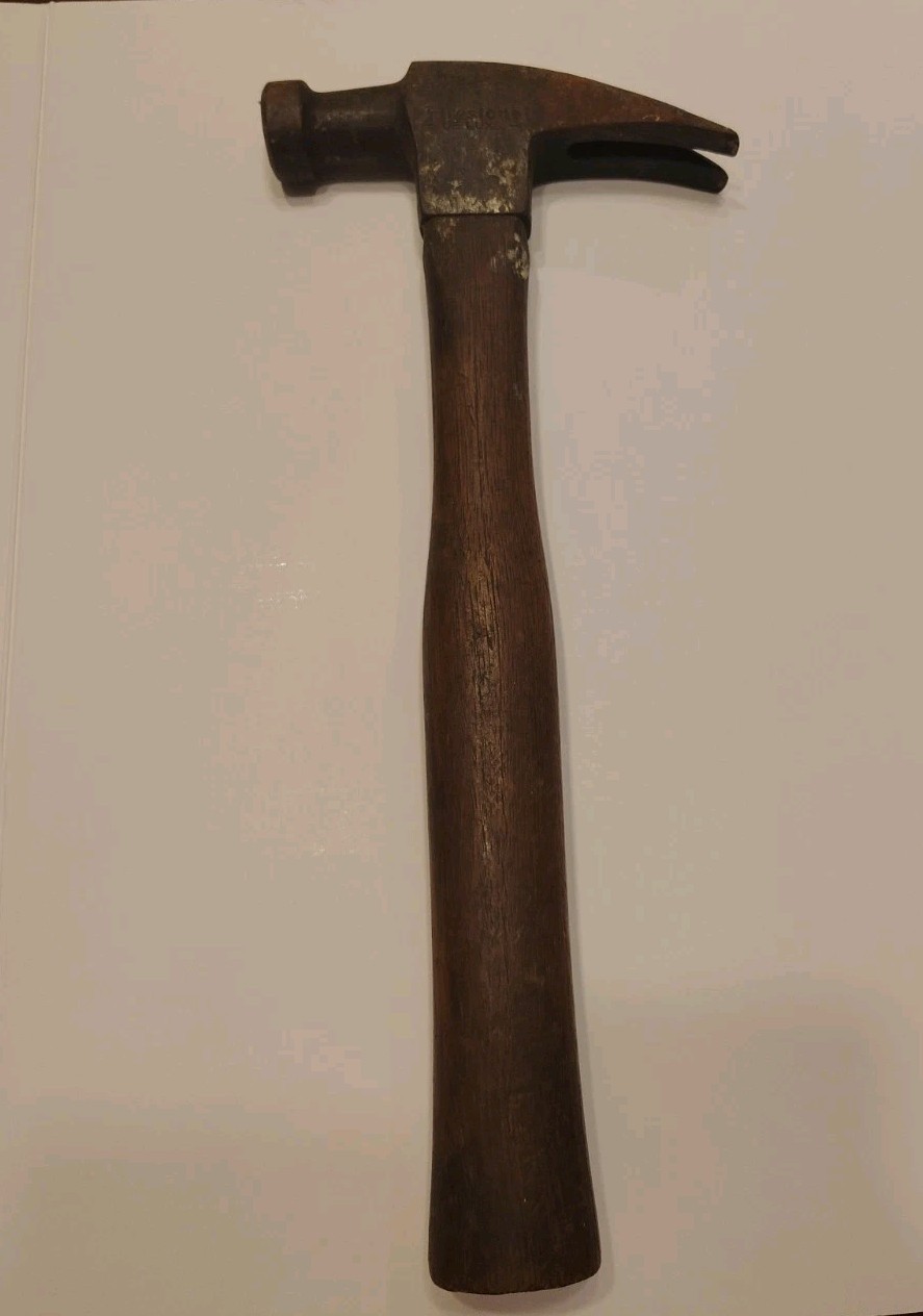 16 oz FIRESTONE DE LUXE STRAIGHT CLAW HAMMER, ORIGINAL HANDLE VINTAGE