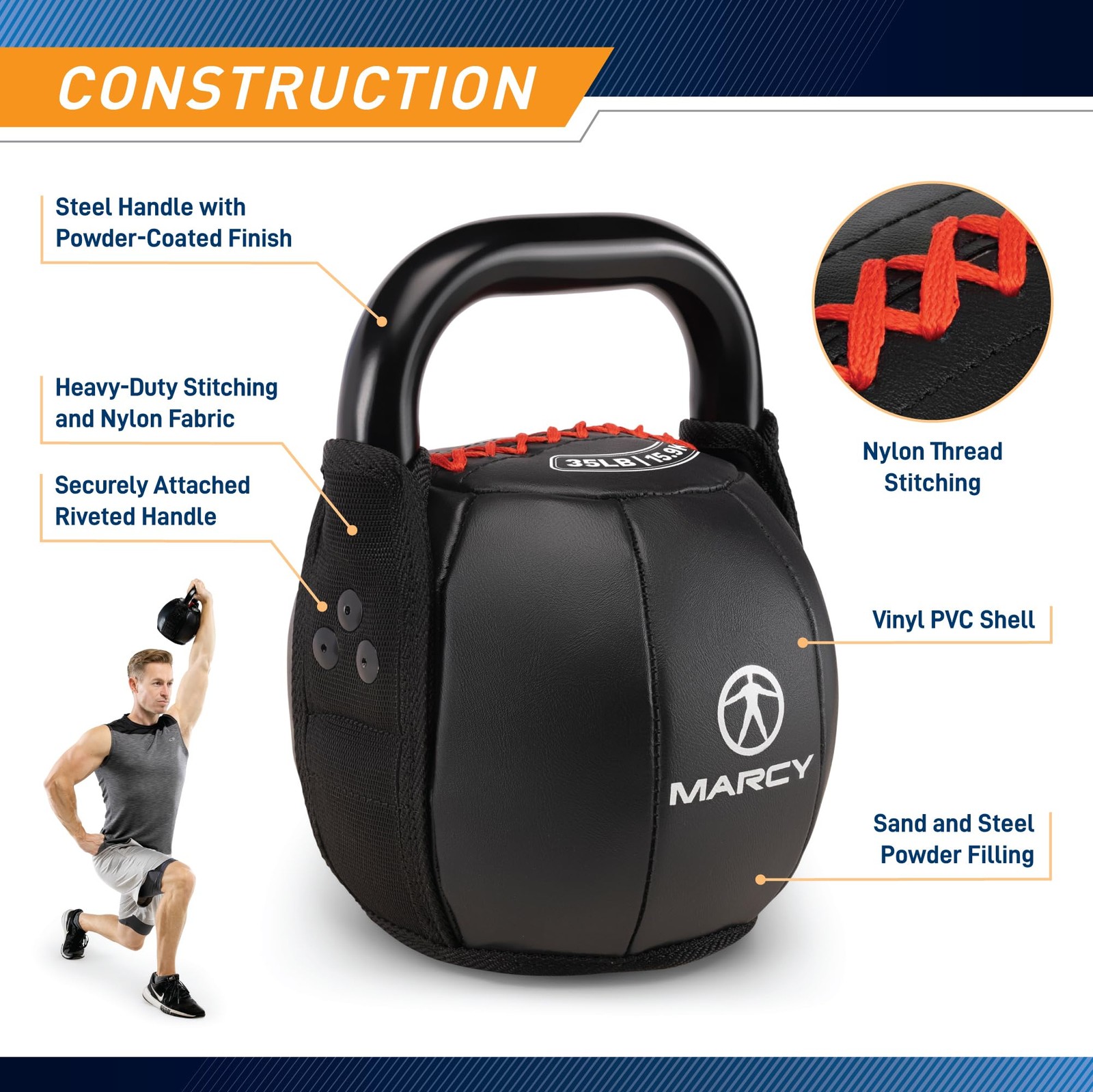 Soft Kettlebell with Handle for Weightlifting, Conditioning, Strength Trainin...