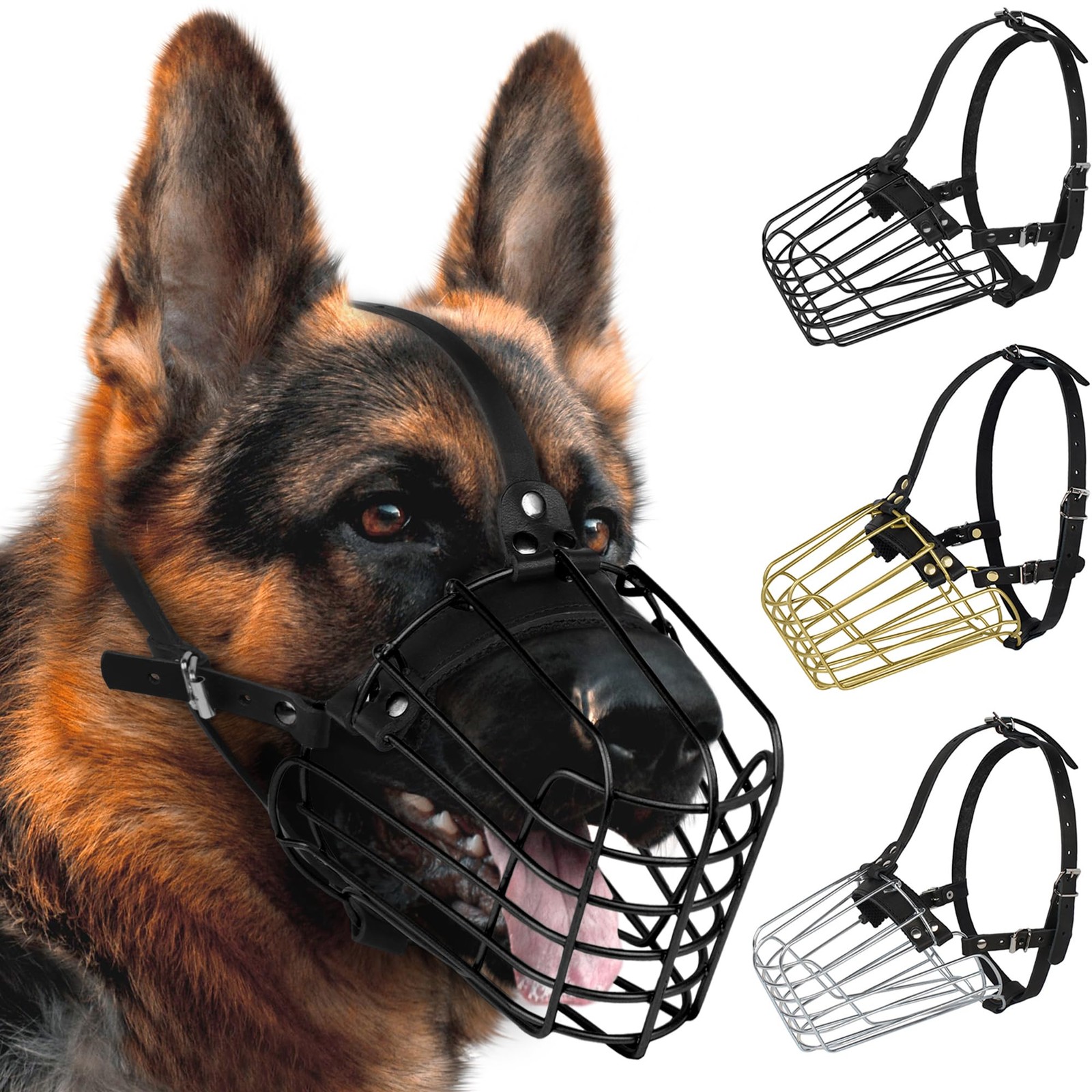 German Shepherd Dog Muzzle Metal Basket for Medium Large Dogs Adjustable Durable