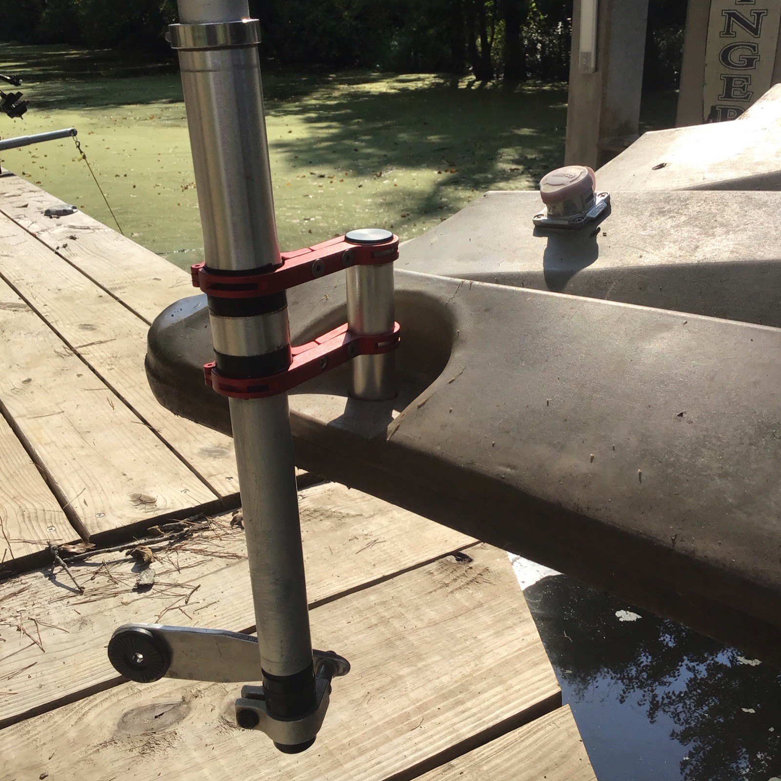 Custom built transducer pole setup Livescope active target laser