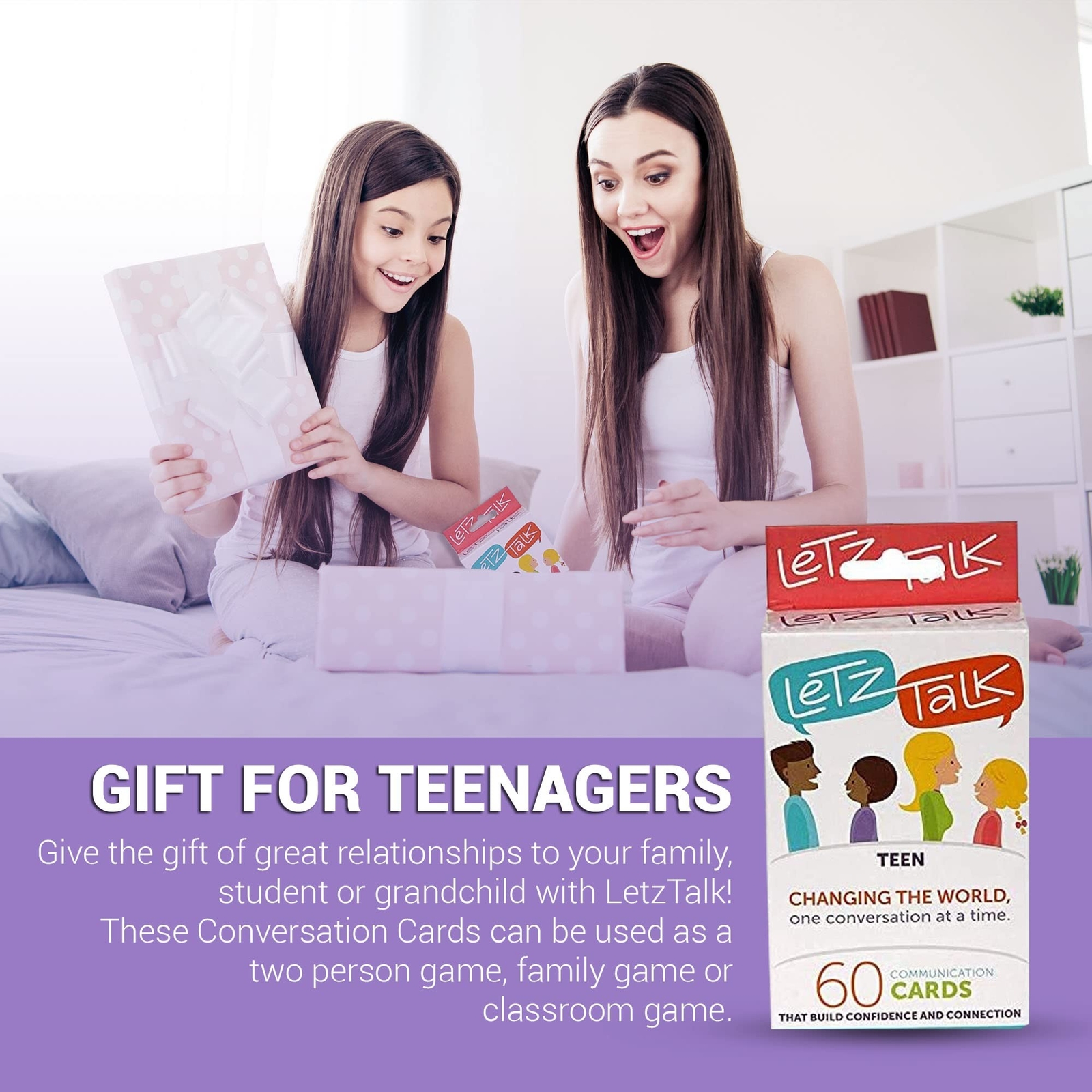 Letz Talk Conversation Cards for Teens - Communication Topics, Conversation S...