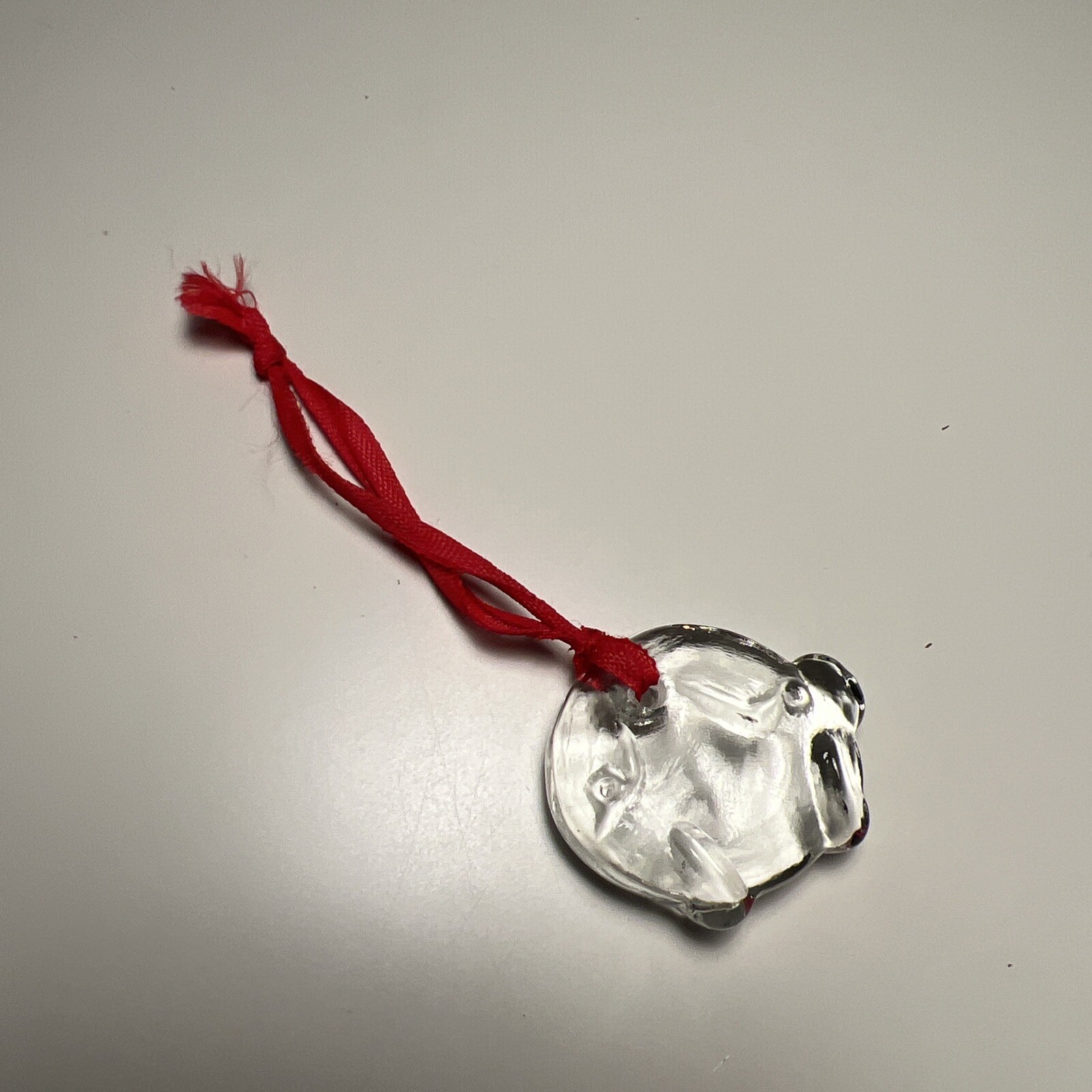 Vintage Glass Suncatcher Window Clear Christmas Tree Ornament Pig Small 1.75"