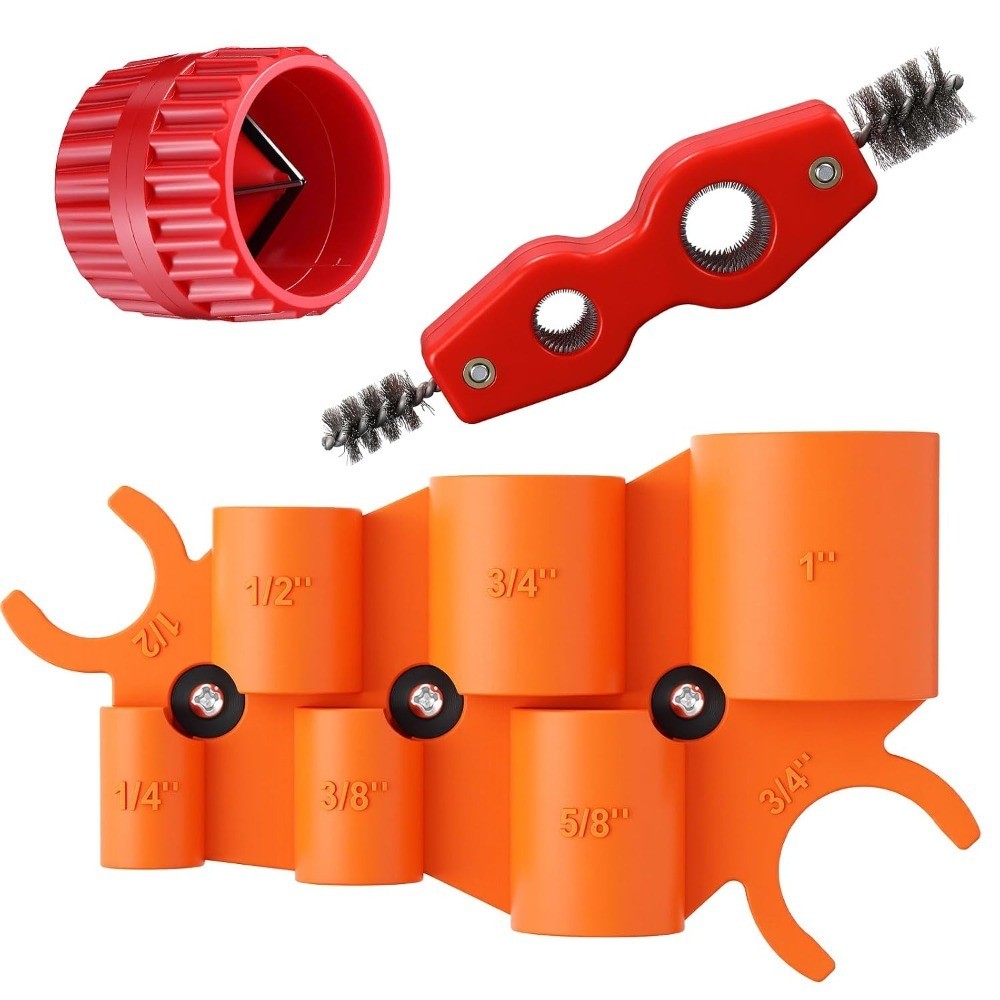 3 Pcs Pipe Deburring Tool and Depth Gauge Kit, Push to Connect Fitting Prep Tool