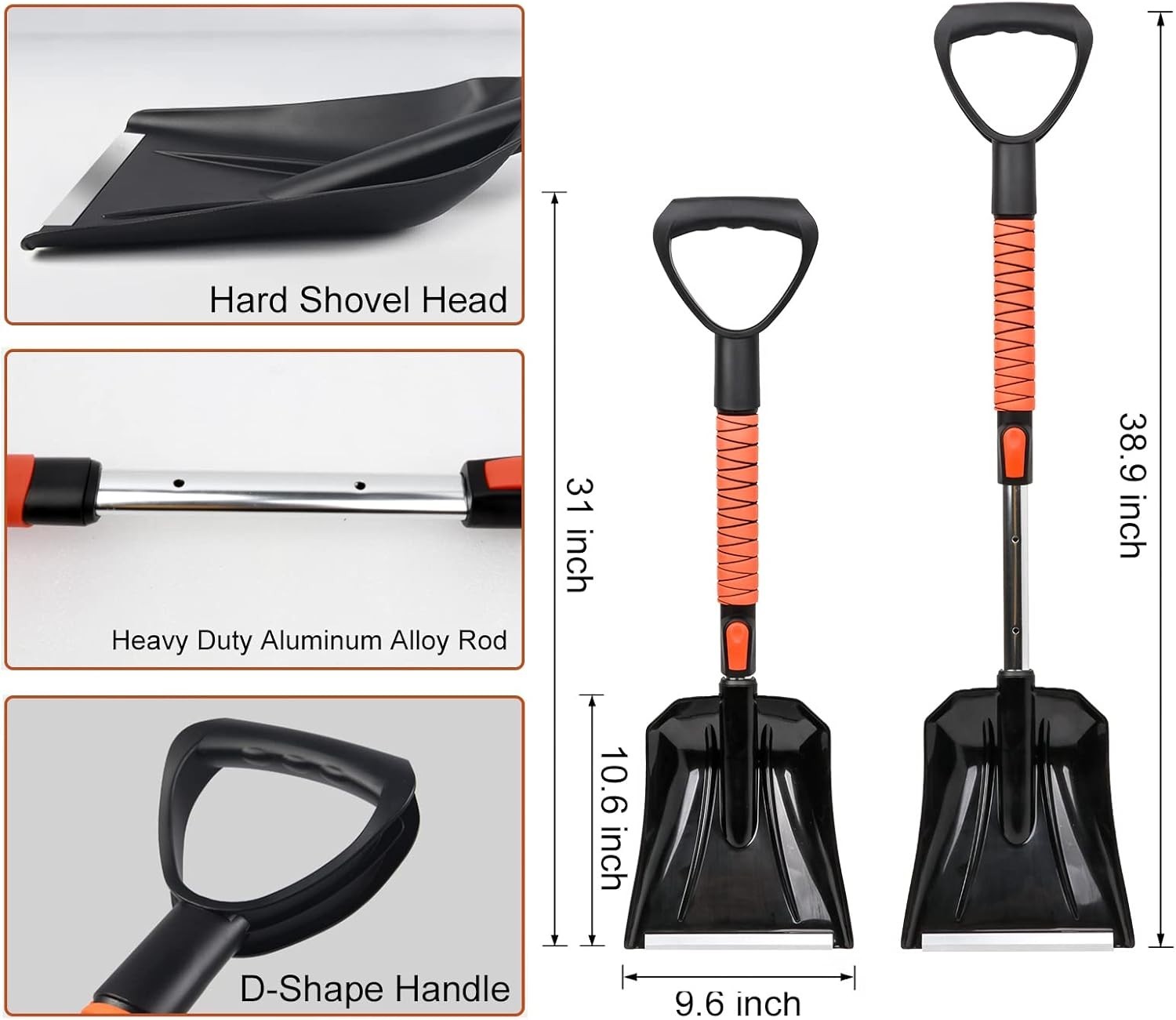 Durable Extendable Ice Scraper & Snow Shovel with Foam Handle - Winter Must-Have