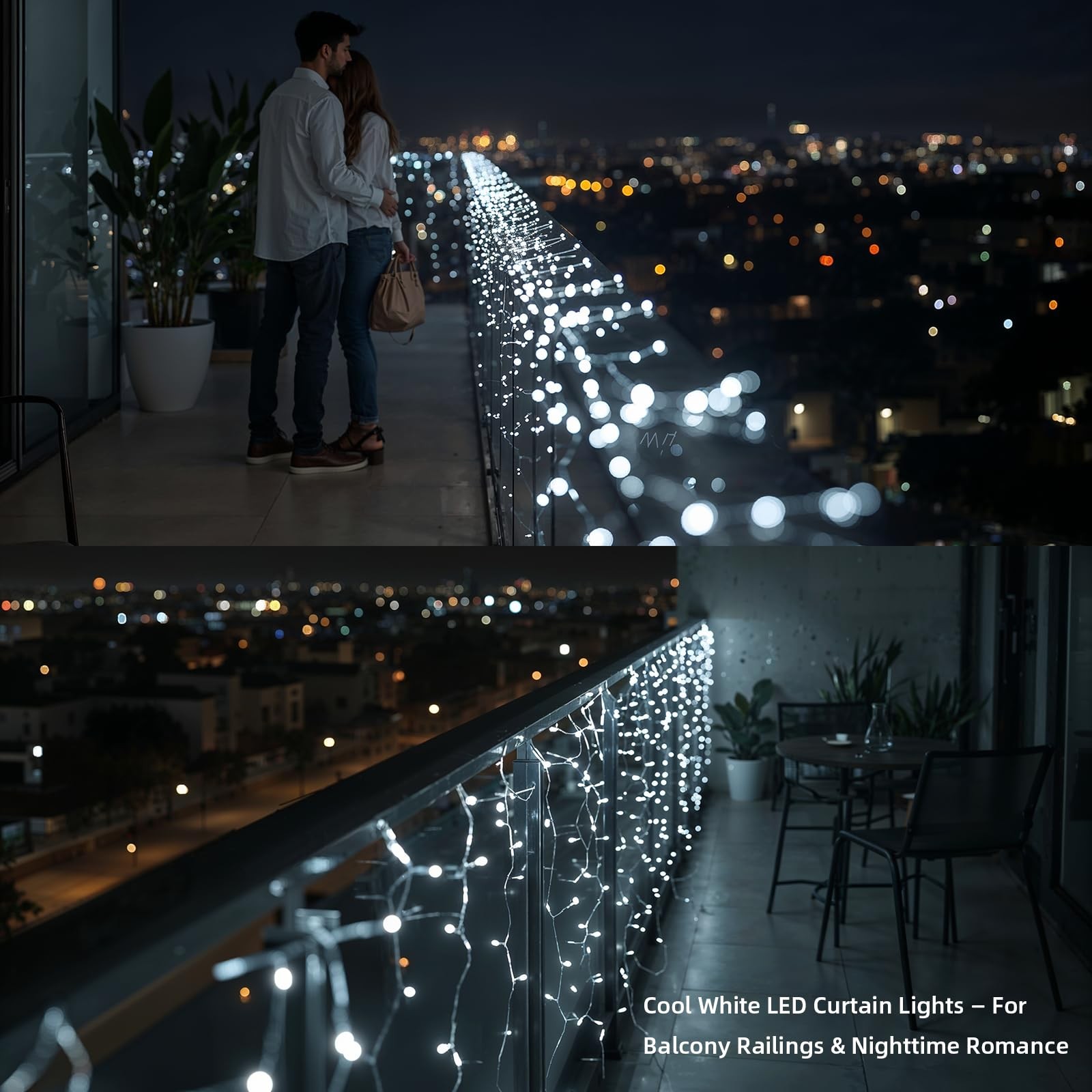 Etinga 100 LED String Lights 33ft Cool White, Plug 100 33ft, White